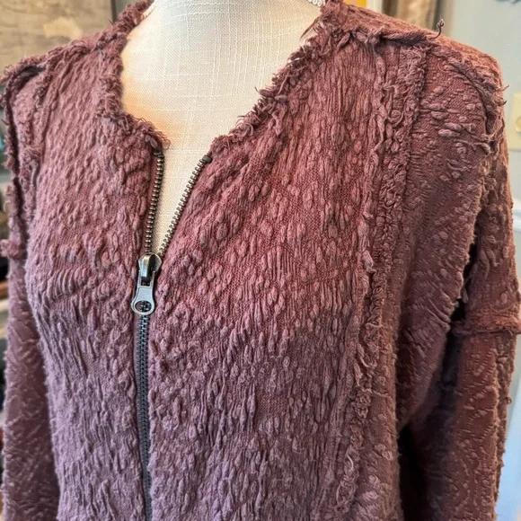 Free People Textured Knit Jacket in Plum - Picture 5 of 11